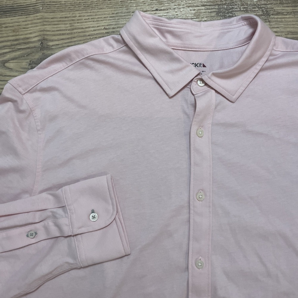 UNTUCKit Huber Men's Pink‎ Lpu Button Long Sleeve Shirt #35619 Cotton Jersey XXL